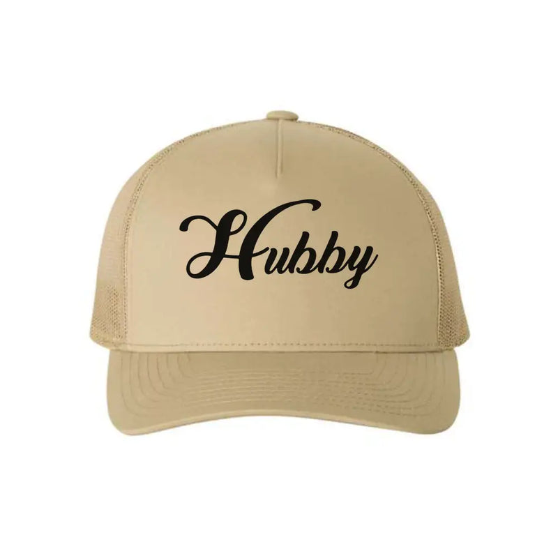 Embroidered Hubby Trucker Hat – Classic Mesh Cap for Wedding or Anniversary