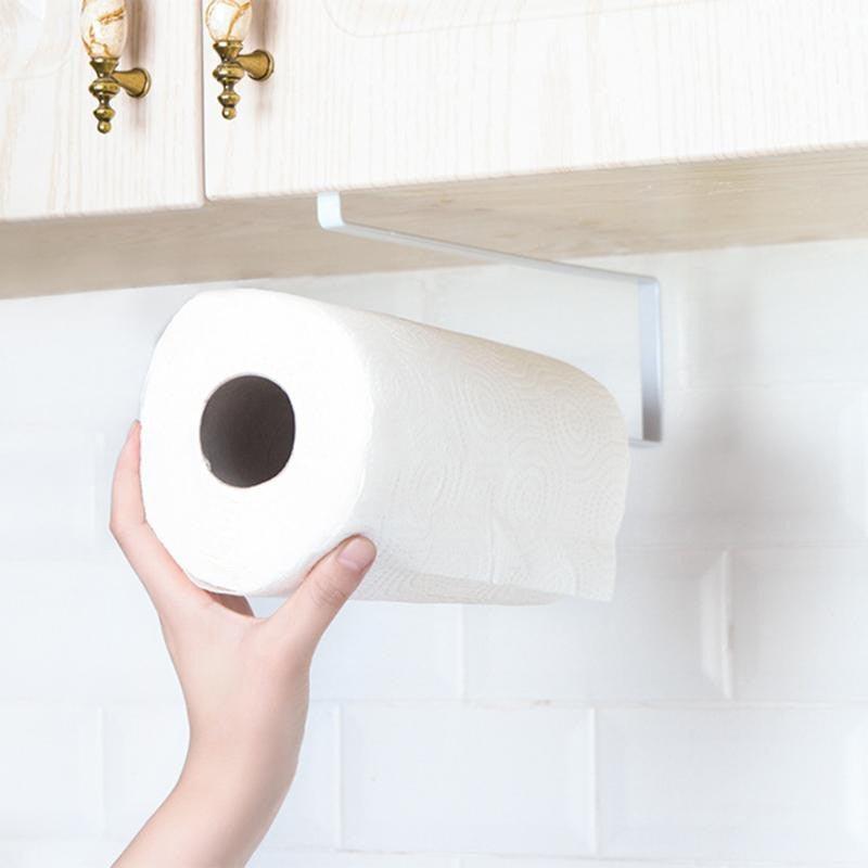 Kitchen Bathroom Toilet Paper Holder Tissue Storage Organizers Rack Roll Paper Holder Hanging Towel Holder Home Durable Roll Paper Towel Rack For Kitchen Bathroom Toilet Pantry Decor