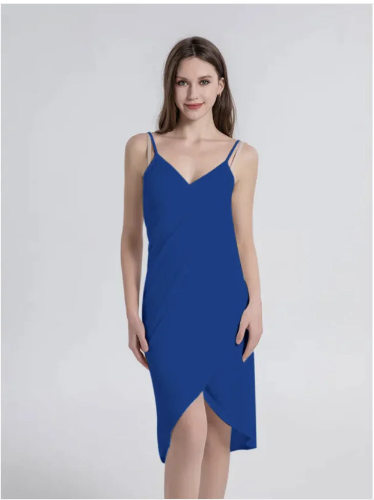 Solid Color Cross-Strap Beach Dress