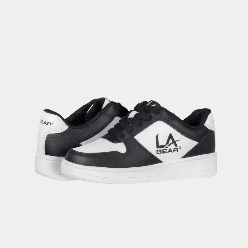 LA Gear Kids Edge Lowtop | Black x White Logo