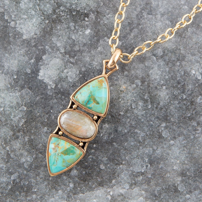 Labradorite and Turquoise Pendant Necklace