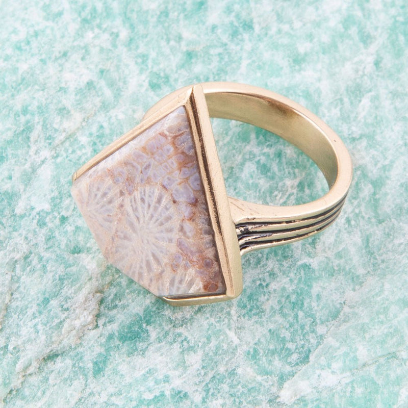Lafayette Fossilized Coral Ring