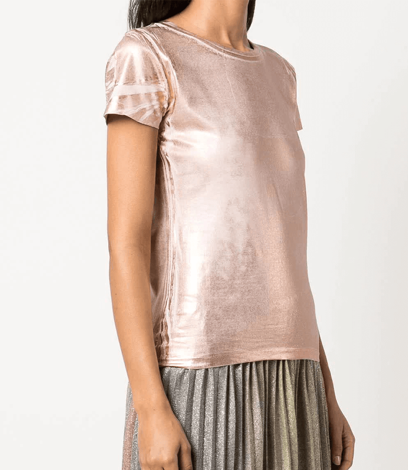 Metallic Coated Cotton T-Shirt