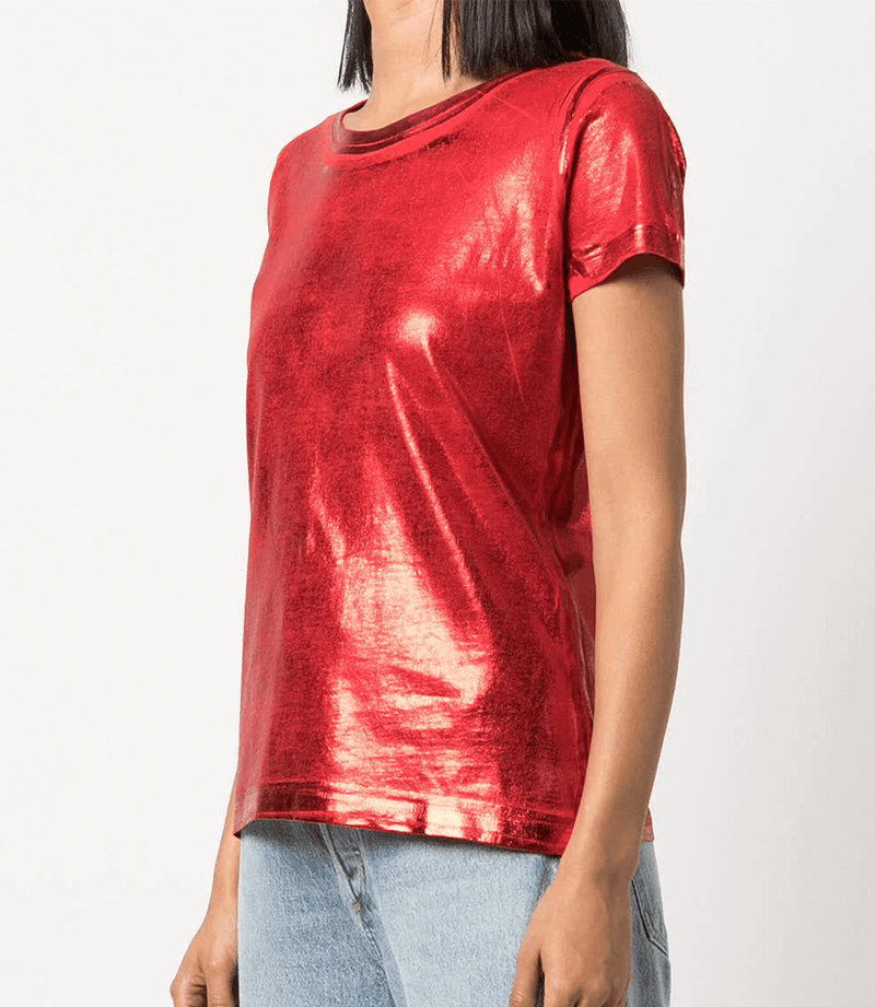 Metallic Coated Cotton T-Shirt
