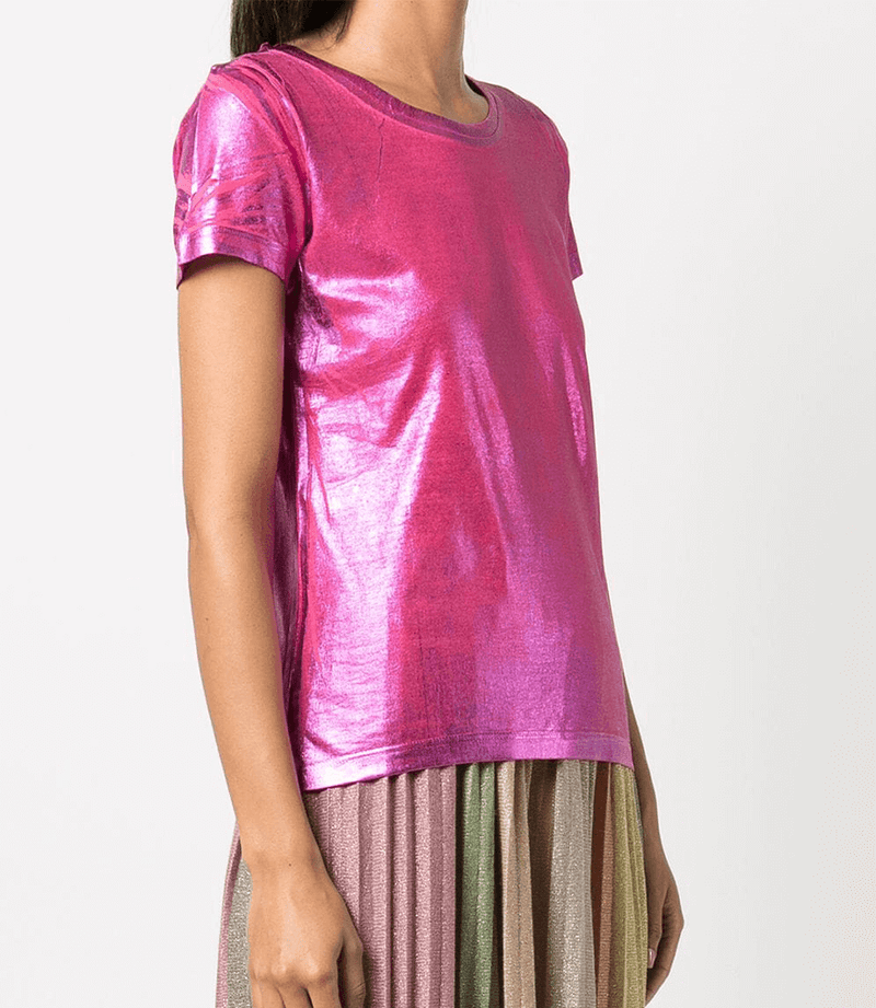 Metallic Coated Cotton T-Shirt