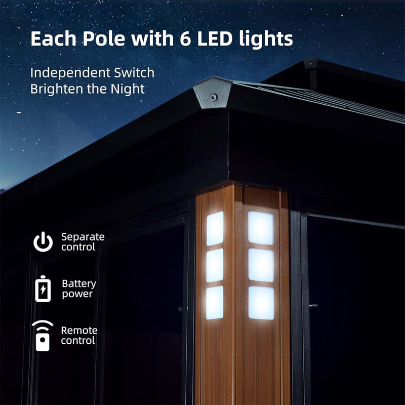 [12x14FT] Large Heavy-Duty Outdoor Aluminum Patio Hard Double Steel Top Backyard Sun Room Gazebo (94625371)