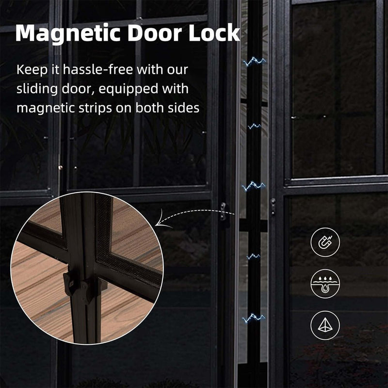 [12x14FT] Large Heavy-Duty Outdoor Aluminum Patio Hard Double Steel Top Backyard Sun Room Gazebo (94625371)