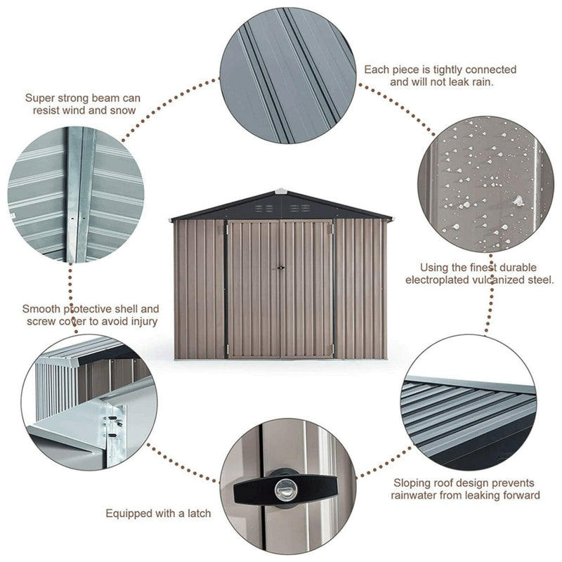 [06X08FT] Alora Large Outdoor Metal Hanover Storage Cabin House Shed (SAK94577)