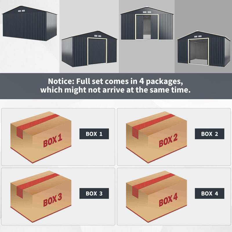 Alora Large Outdoor Metal Storage Backyard Shed W/ Lockable Sliding Doors, 11' x 8' (93064172)