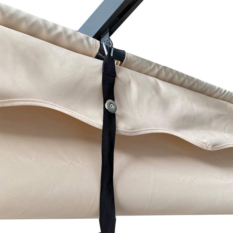 [10x13FT] Large Outdoor Patio Pergola With Canopy & Retractable Sun Shades, Beige (SAK51842)