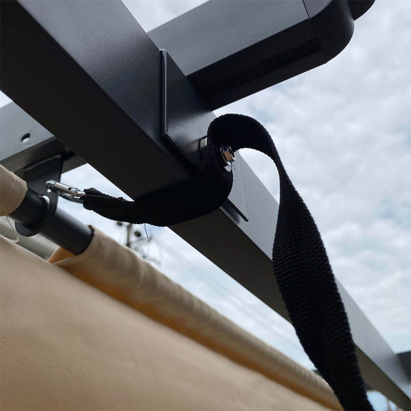 [10x13FT] Large Outdoor Patio Pergola With Canopy & Retractable Sun Shades, Beige (SAK51842)