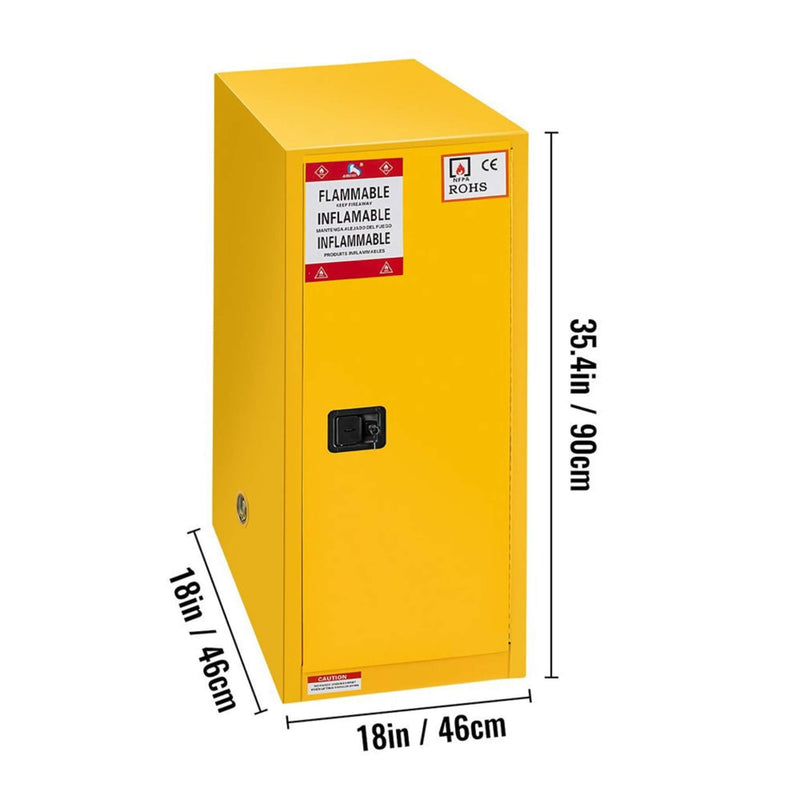 Large Yellow Heavy-Duty Flammable Welded Fireproof Storage Cabinet, 35" (SAK52837)