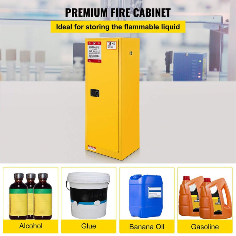 Large Yellow Heavy-Duty Flammable Welded Fireproof Storage Cabinet, 35" (SAK52837)