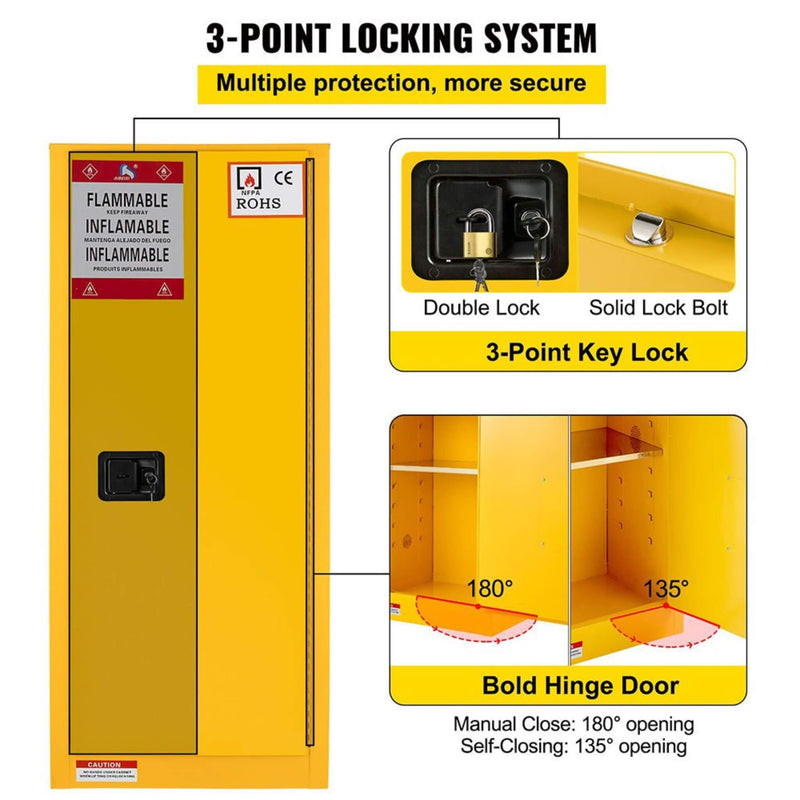 Large Yellow Heavy-Duty Flammable Welded Fireproof Storage Cabinet, 35" (SAK52837)