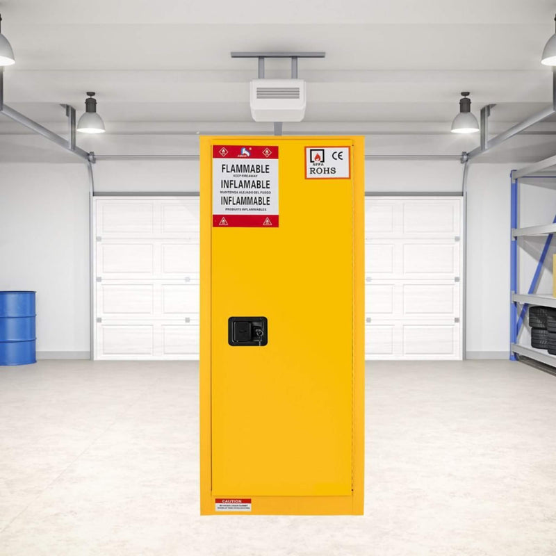 Large Yellow Heavy-Duty Flammable Welded Fireproof Storage Cabinet, 35" (SAK52837)