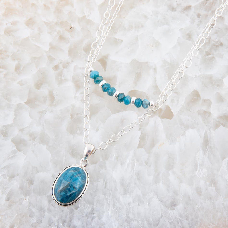 Layered Blue Apatite and Sterling Silver Necklace