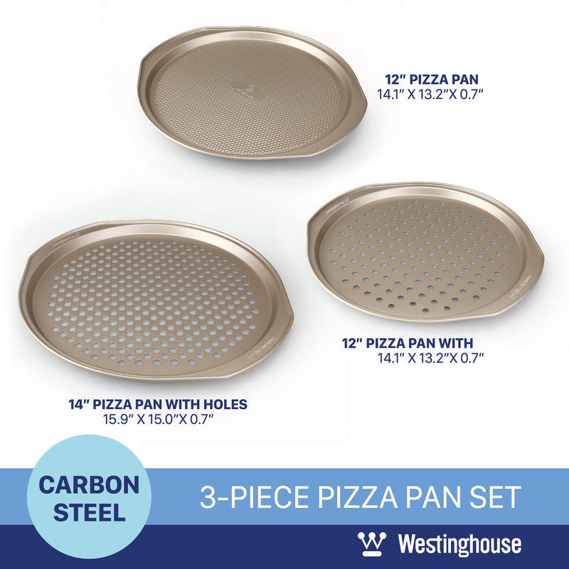 Pizza Pan Set, Carbon Steel, 3-pc (2x12" + 1x14" Pans)