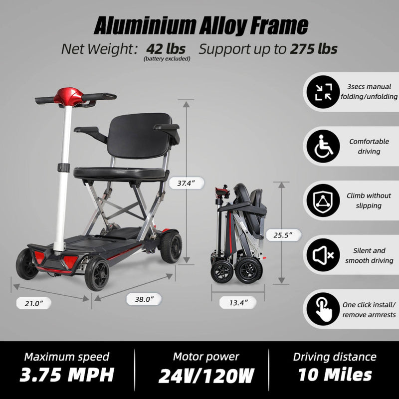 Lightweight Powered Folding Mobility Scooter For Adults And Seniors (SAK53214)