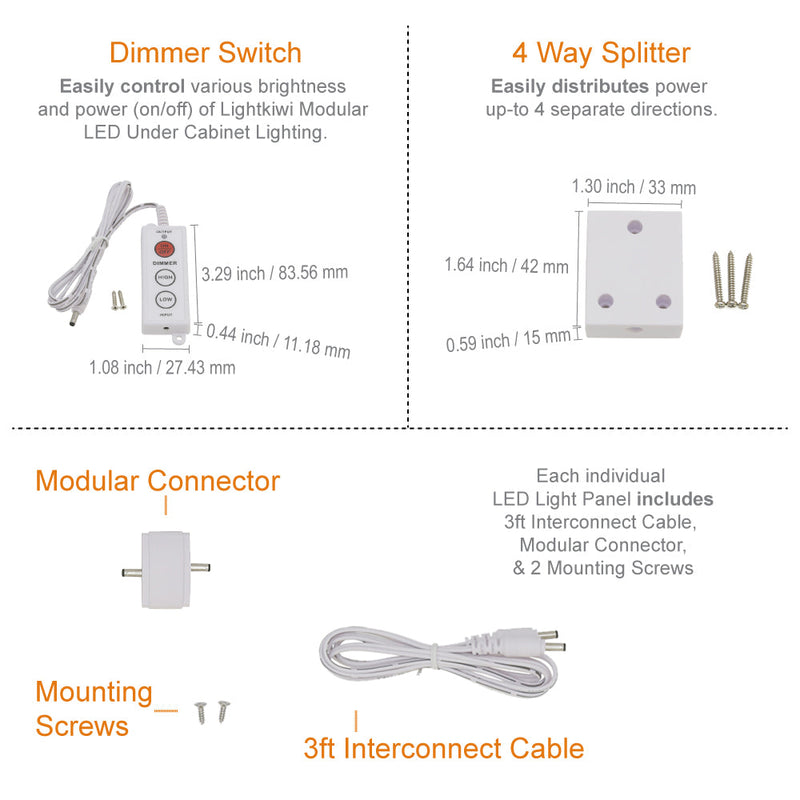 Lilium 12 Inch Cool White Modular LED Under Cabinet Lighting - Pro Kit (9 Panels)