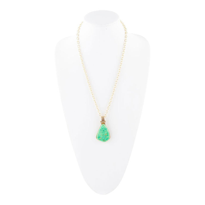 Lime Turquoise Golden Pendant Necklace