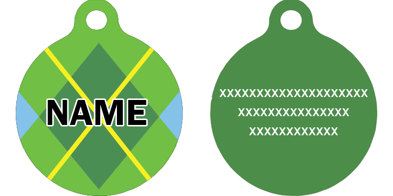 Lime Argyle HD Dog ID Tag