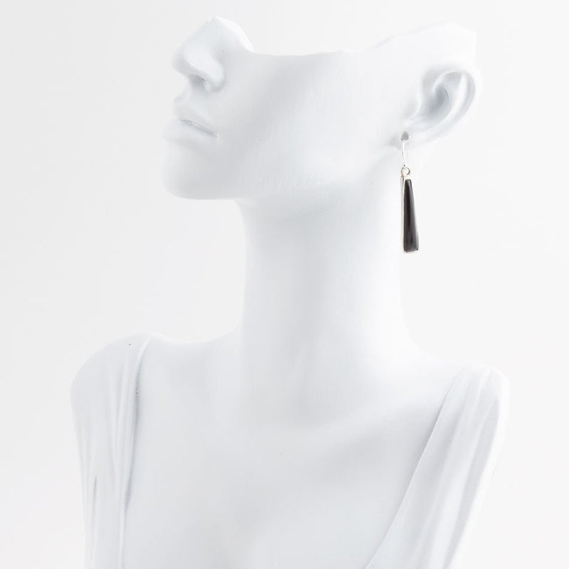 Line Black Onyx Sterling Silver Drop Earrings