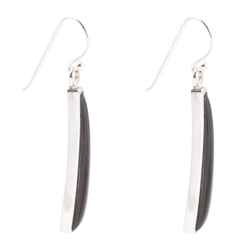 Line Black Onyx Sterling Silver Drop Earrings