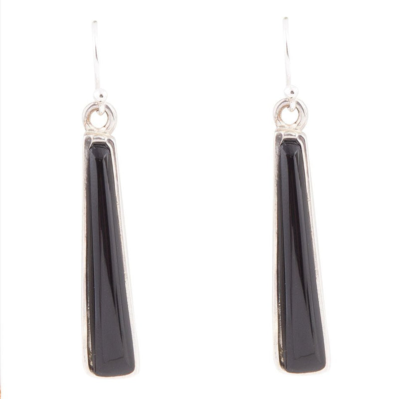 Line Black Onyx Sterling Silver Drop Earrings