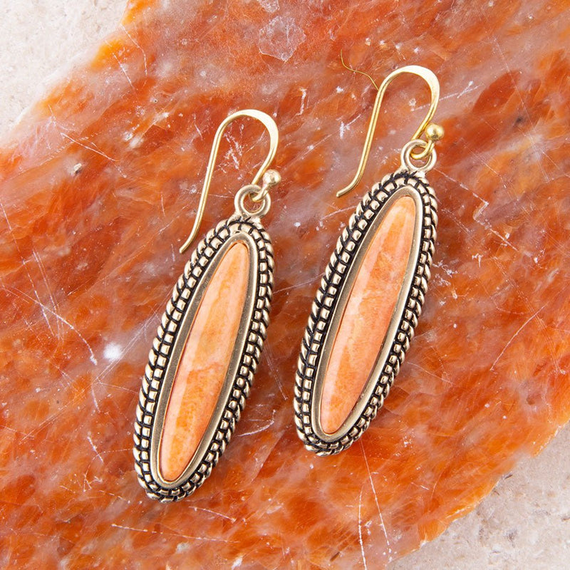 Linear Orange Coral Earring