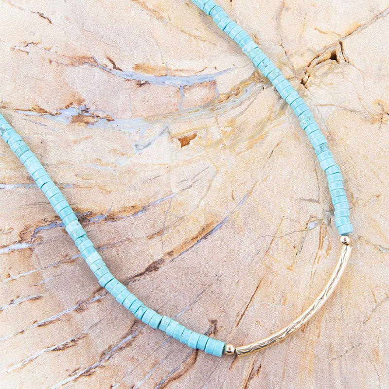 Little Bit Turquoise Golden Bar Necklace