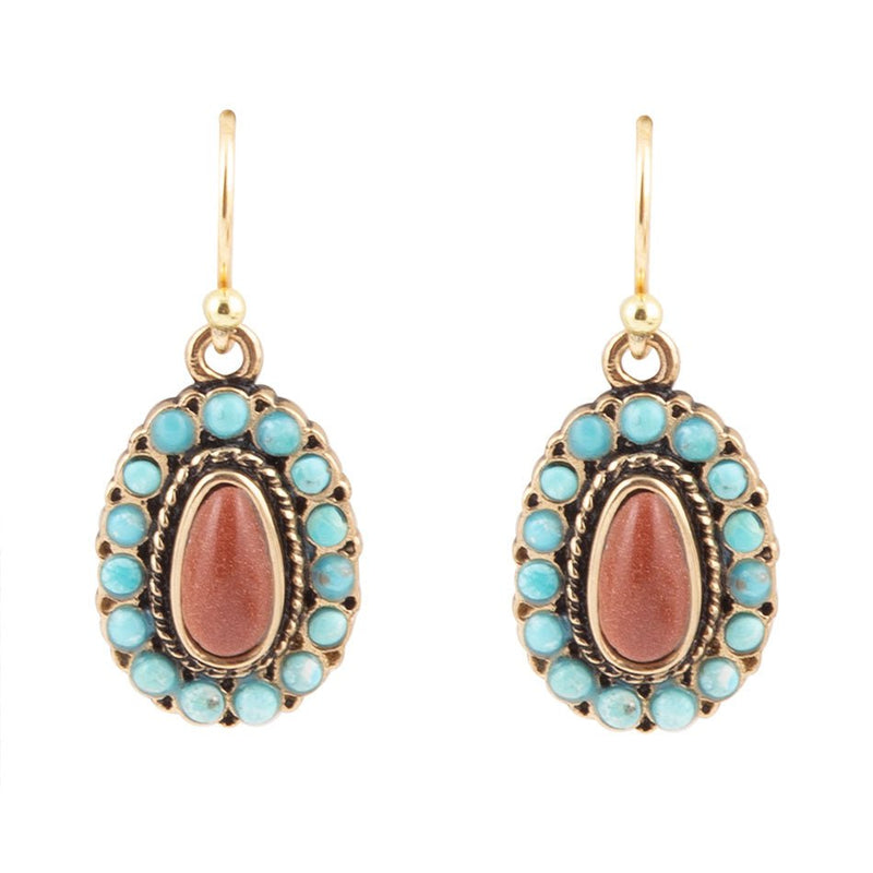 Little Sedona Turquoise and Goldstone Earrings