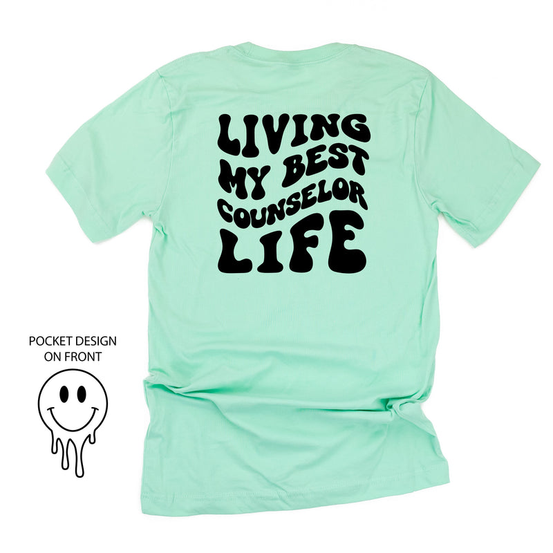 Living My Best Counselor Life - Melty Smiley (pf & b) - Unisex Tee