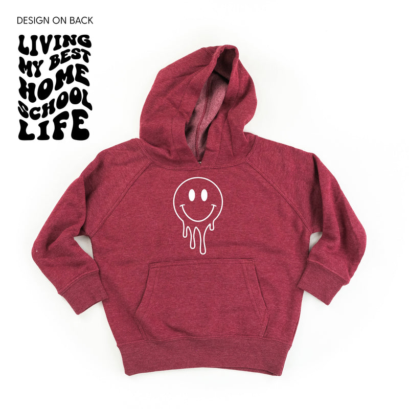 Living My Best Home School Life - Melty Smiley (f & b) - Child HOODIE