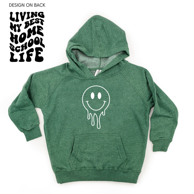 Living My Best Home School Life - Melty Smiley (f & b) - Child HOODIE