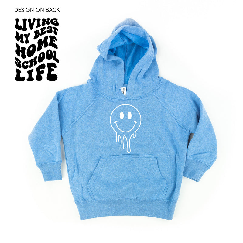 Living My Best Home School Life - Melty Smiley (f & b) - Child HOODIE