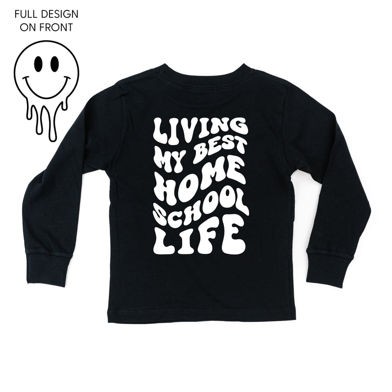 Living My Best Home School Life - Melty Smiley (f & b) - Child Long Sleeve Tee