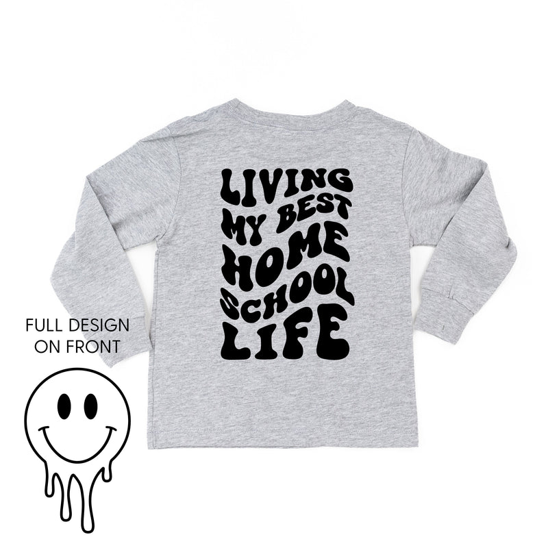 Living My Best Home School Life - Melty Smiley (f & b) - Child Long Sleeve Tee