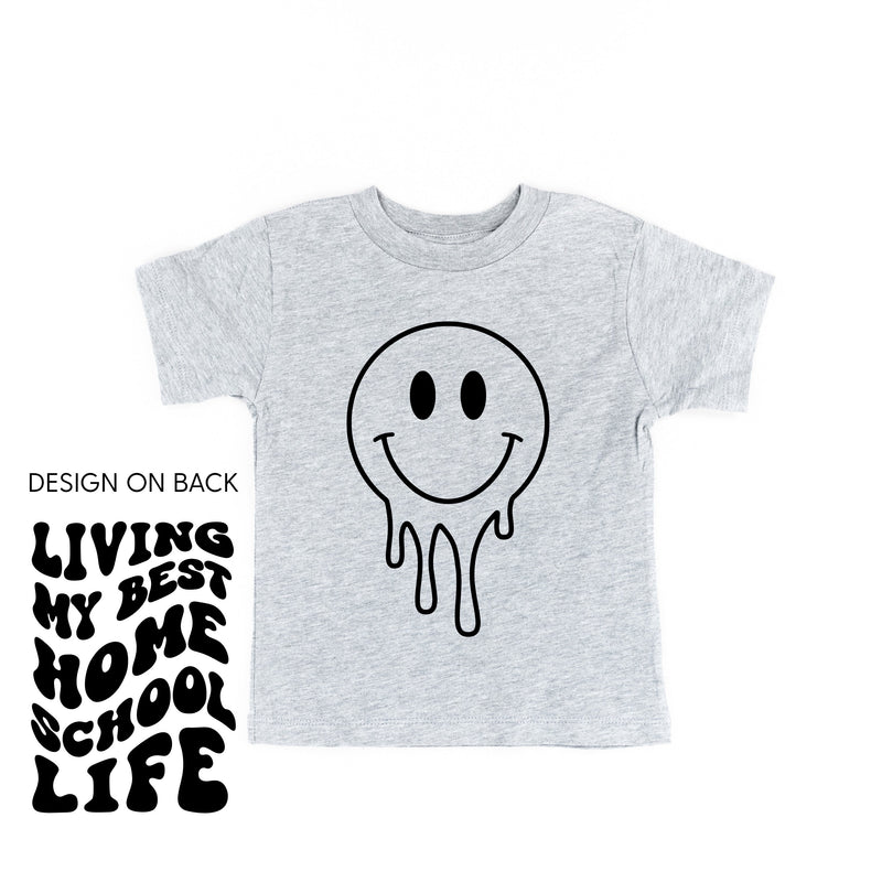 Living My Best Home School Life - Melty Smiley (f & b) - Child Tee
