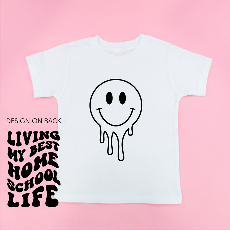 Living My Best Home School Life - Melty Smiley (f & b) - Child Tee