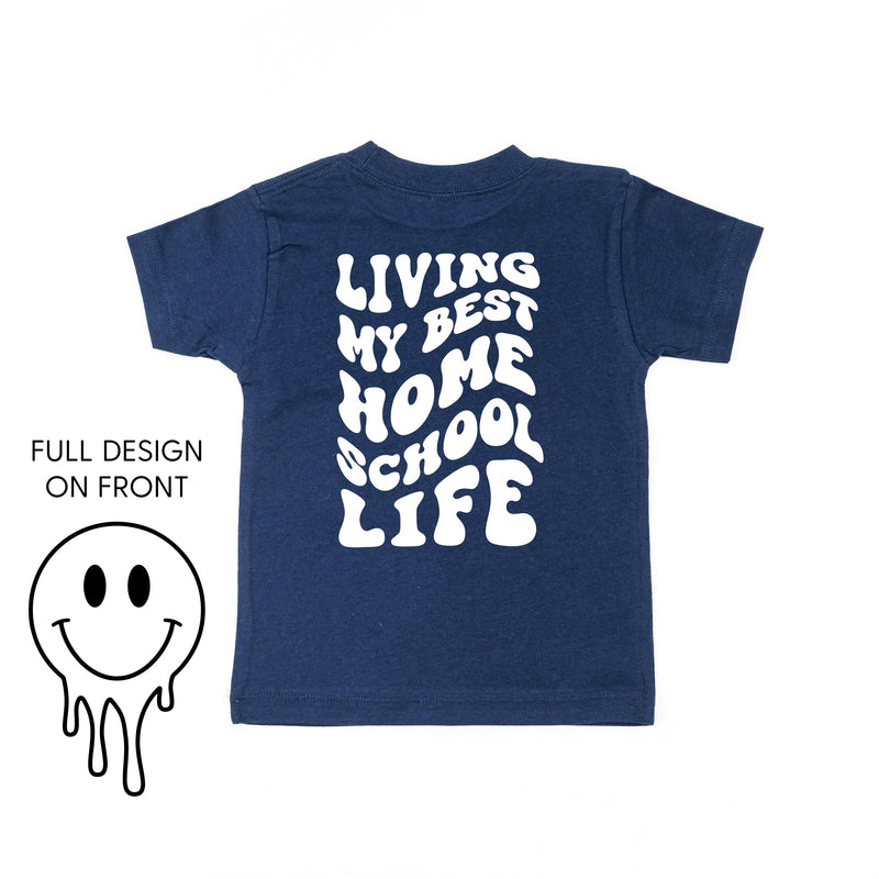 Living My Best Home School Life - Melty Smiley (f & b) - Child Tee