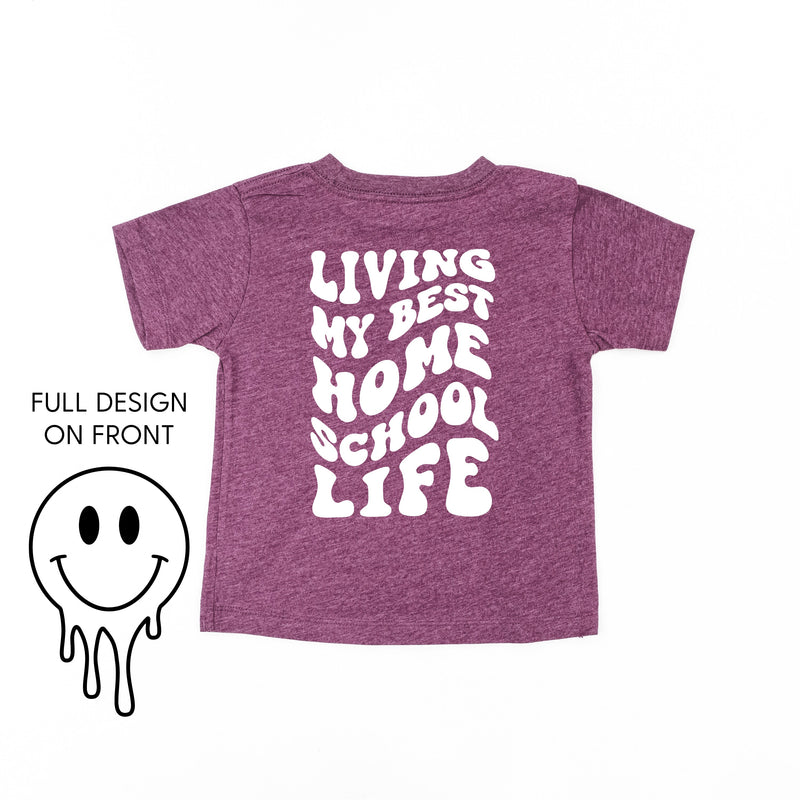Living My Best Home School Life - Melty Smiley (f & b) - Child Tee