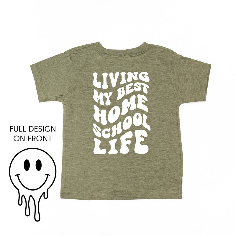 Living My Best Home School Life - Melty Smiley (f & b) - Child Tee