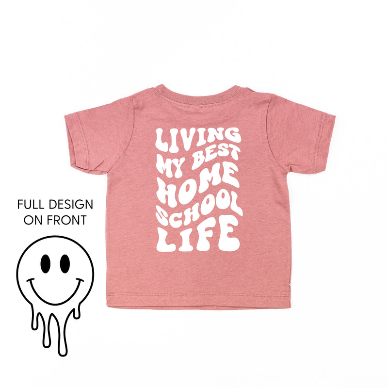 Living My Best Home School Life - Melty Smiley (f & b) - Child Tee
