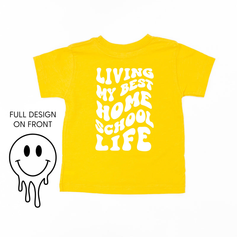 Living My Best Home School Life - Melty Smiley (f & b) - Child Tee
