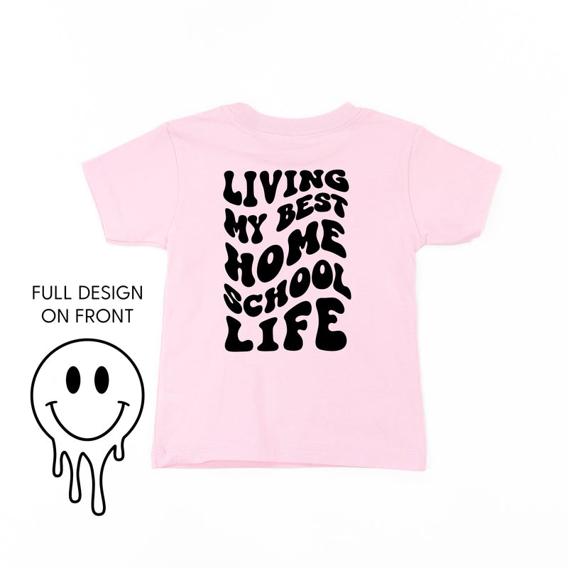 Living My Best Home School Life - Melty Smiley (f & b) - Child Tee