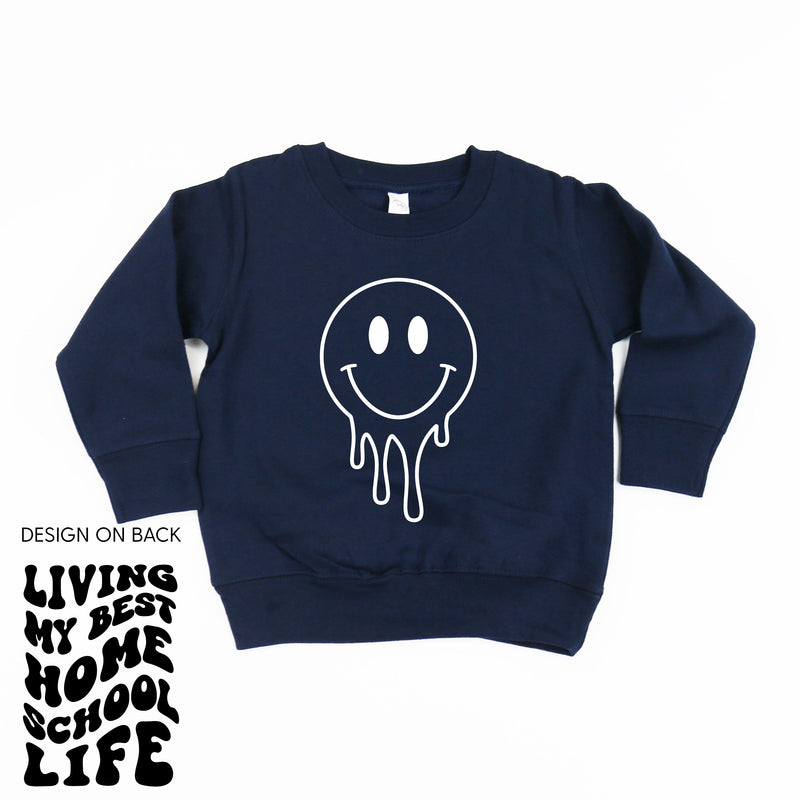 Living My Best Home School Life - Melty Smiley (f & b) - Child Sweater