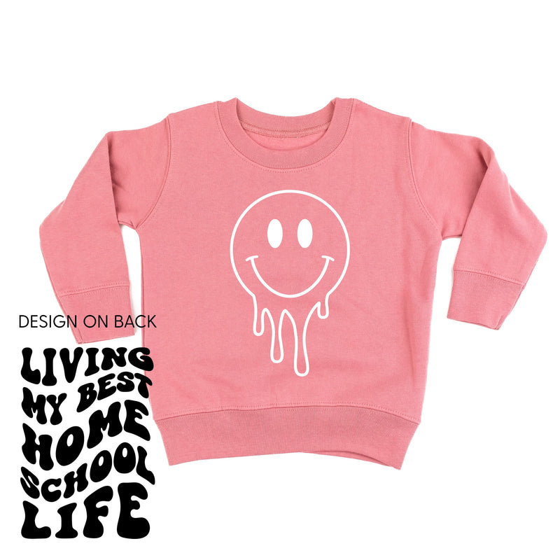 Living My Best Home School Life - Melty Smiley (f & b) - Child Sweater