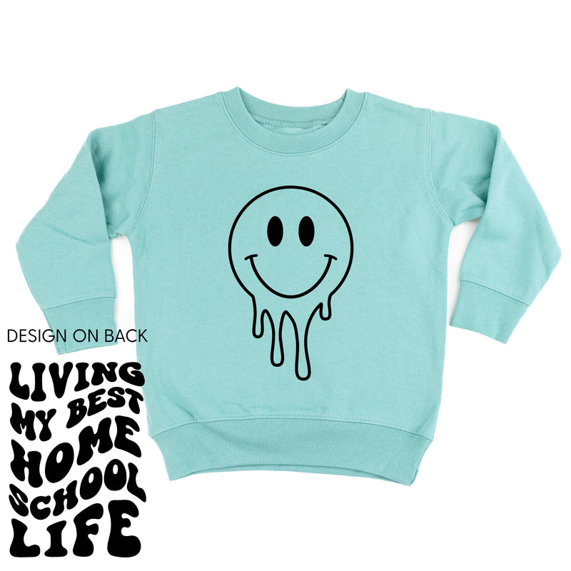 Living My Best Home School Life - Melty Smiley (f & b) - Child Sweater