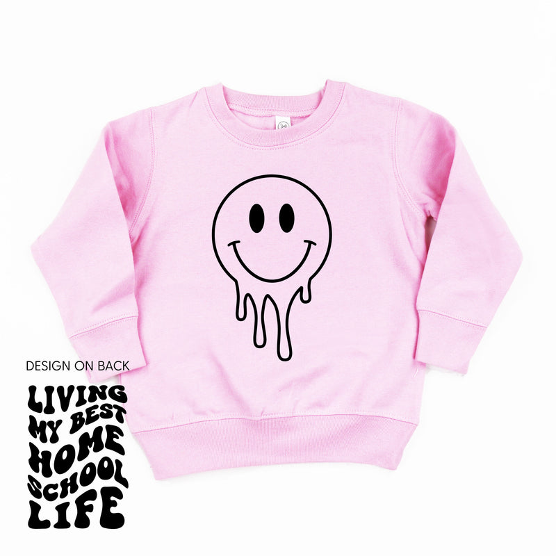 Living My Best Home School Life - Melty Smiley (f & b) - Child Sweater