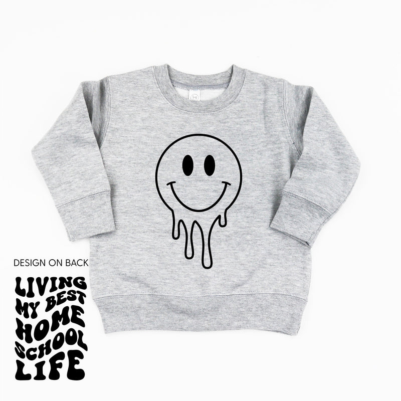 Living My Best Home School Life - Melty Smiley (f & b) - Child Sweater
